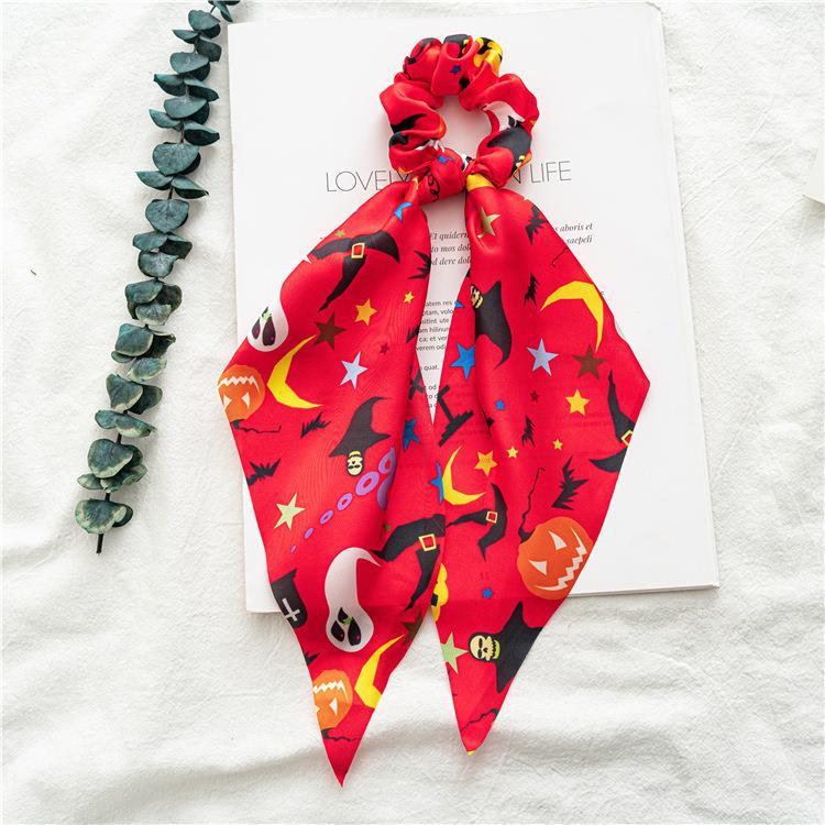 Wholesale of Autumn and Winter Halloween Ribbon Women's Fabric Hair Scrunchies